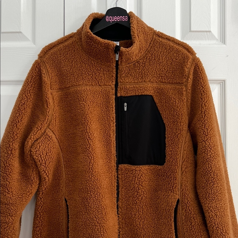 Athlux Cozy Sherpa Fleece Full-Zip Jacket with Black Accents Rust Size XL - Picture 2 of 8